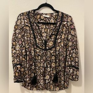 A.C.L Sheer Long Sleeve Blouse With Tassels Size 2